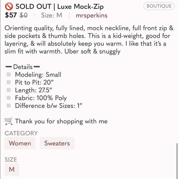 🔄🆕 Reposh Lux Mock Zip Jacket - Picture 6 of 6